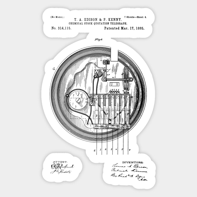 EDISON PATENT / Edison Patent Drawing 314115 Sticker by Daniel Coulmann